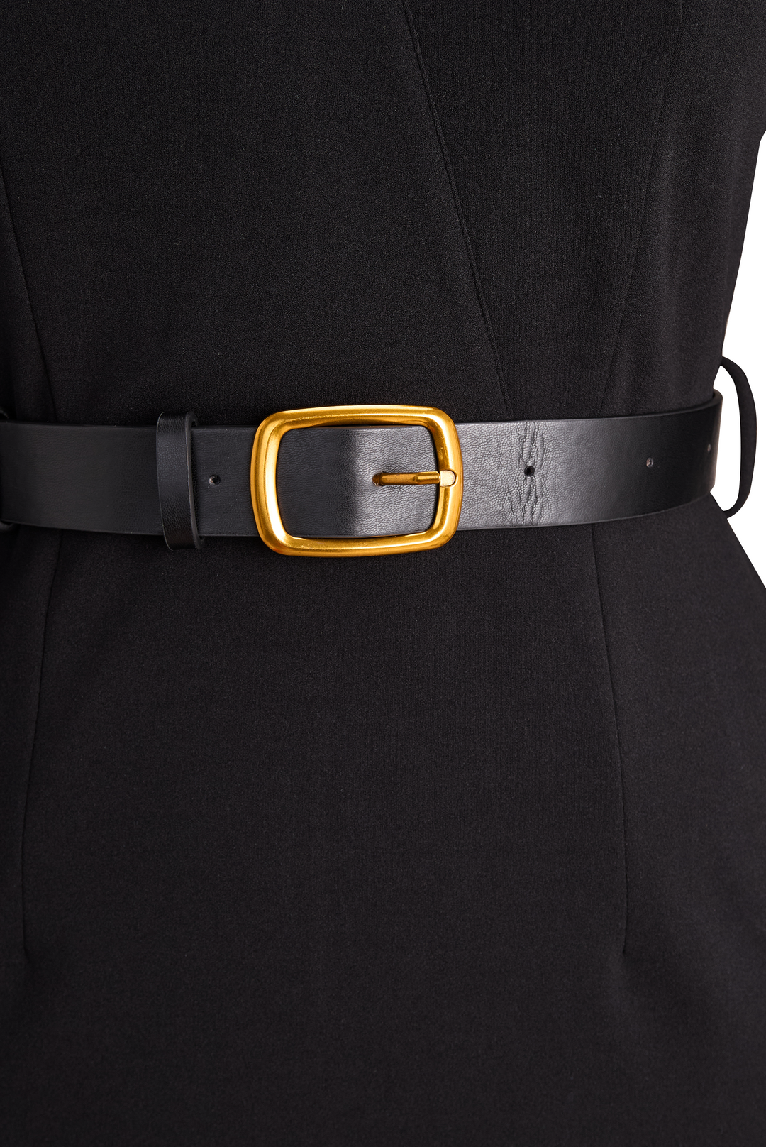 CATHERINE | REFINED BLACK BELTED DRESS